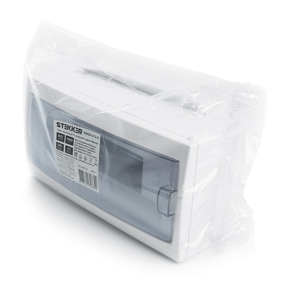 Пластиковые боксы и щиты Stekker Бокс настенный STEKKER EBX50-3/12-20 12 модулей, пластик, серия Standart 39647