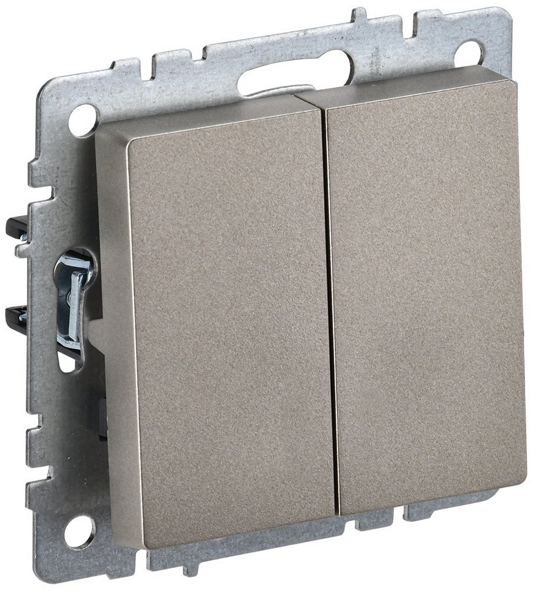 IEK Brite Шампань Выключатель IEK BRITE 2-клавишный 10А ВС10-2-0-БрШ шампань BR-V20-0-10-K37