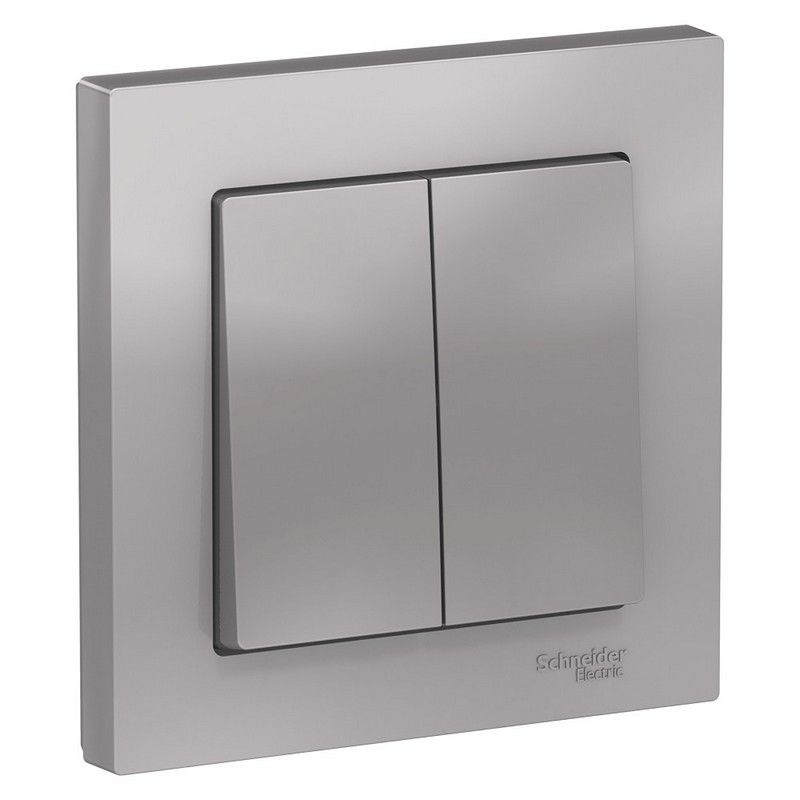 AtlasDesign Алюминий Выключатель 2-клавишный Systeme Electric AtlasDesign Алюминий в сборе ATN000352