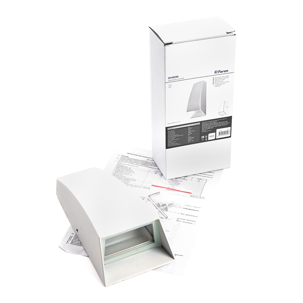 Уличные настенные светильники Светильник уличный светодиодный Feron DH506 6W 170Lm 3000K белый 48365 