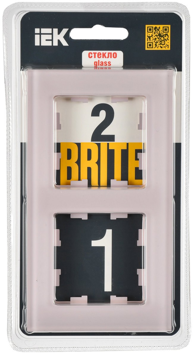 IEK Brite Рамки Рамка IEK BRITE DECOR Розовый матовый стекло 2-мест. РУ-2-2-Бр BR-M22-G-31-K14