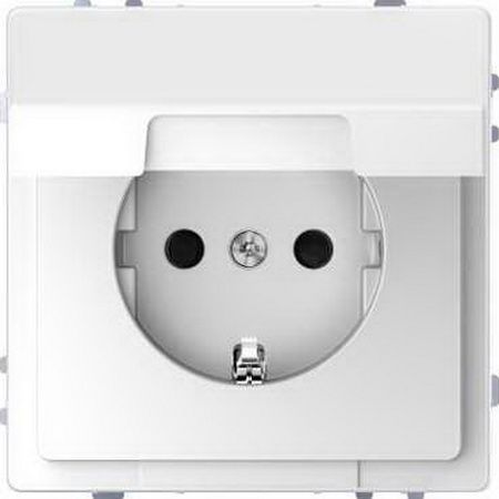 Merten D-Life Белый лотос Розетка с заземлением со шторками и крышкой IP44 Merten D-Life белый лотос