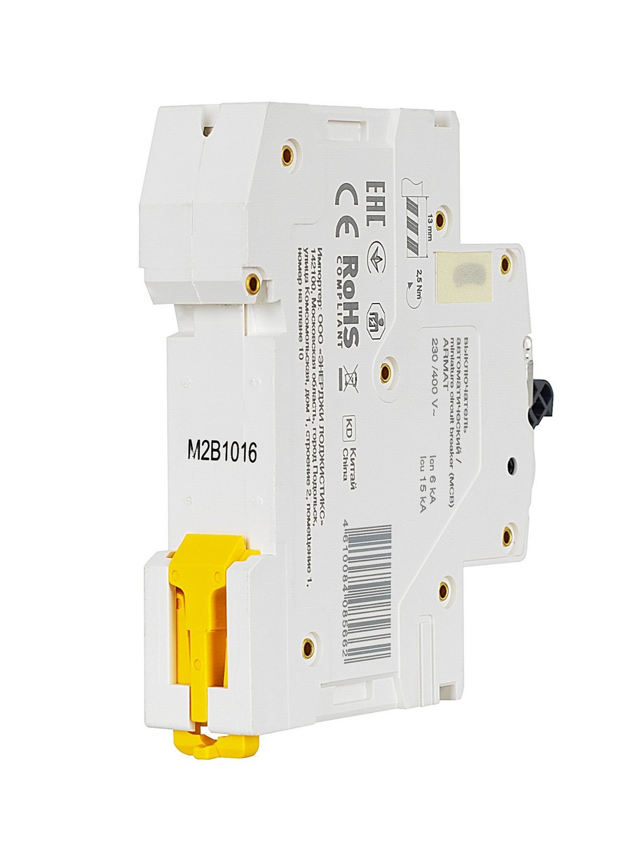 1 полюсные (однополюсные) Автоматический выключатель IEK ARMAT M06N 1P B 10А AR-M06N-1-B010 