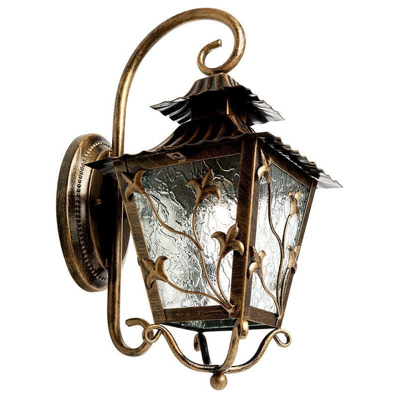 Уличные настенные светильники Светильник садово-парковый Feron PL631 на стену вниз 60W 230V E27 черное золото 11642 