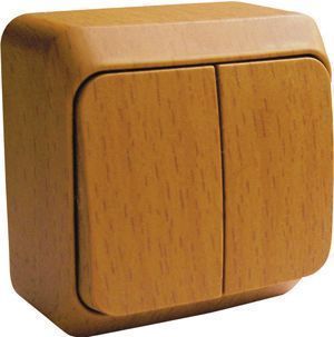 Этюд Дача Выключатель 2-клавишный Systeme Electric Этюд наружный Дача Темный бук с подсветкой BA10-006T