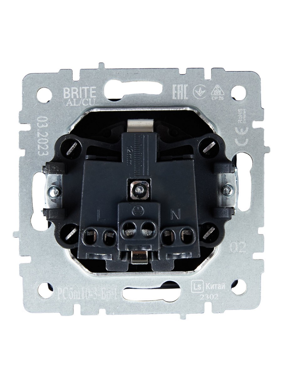 IEK Brite Черный Розетка IEK BRITE с/з с шторками и крышкой 16А IP20 РСбш10-3-БрЧ черный BR-R16-16-K02