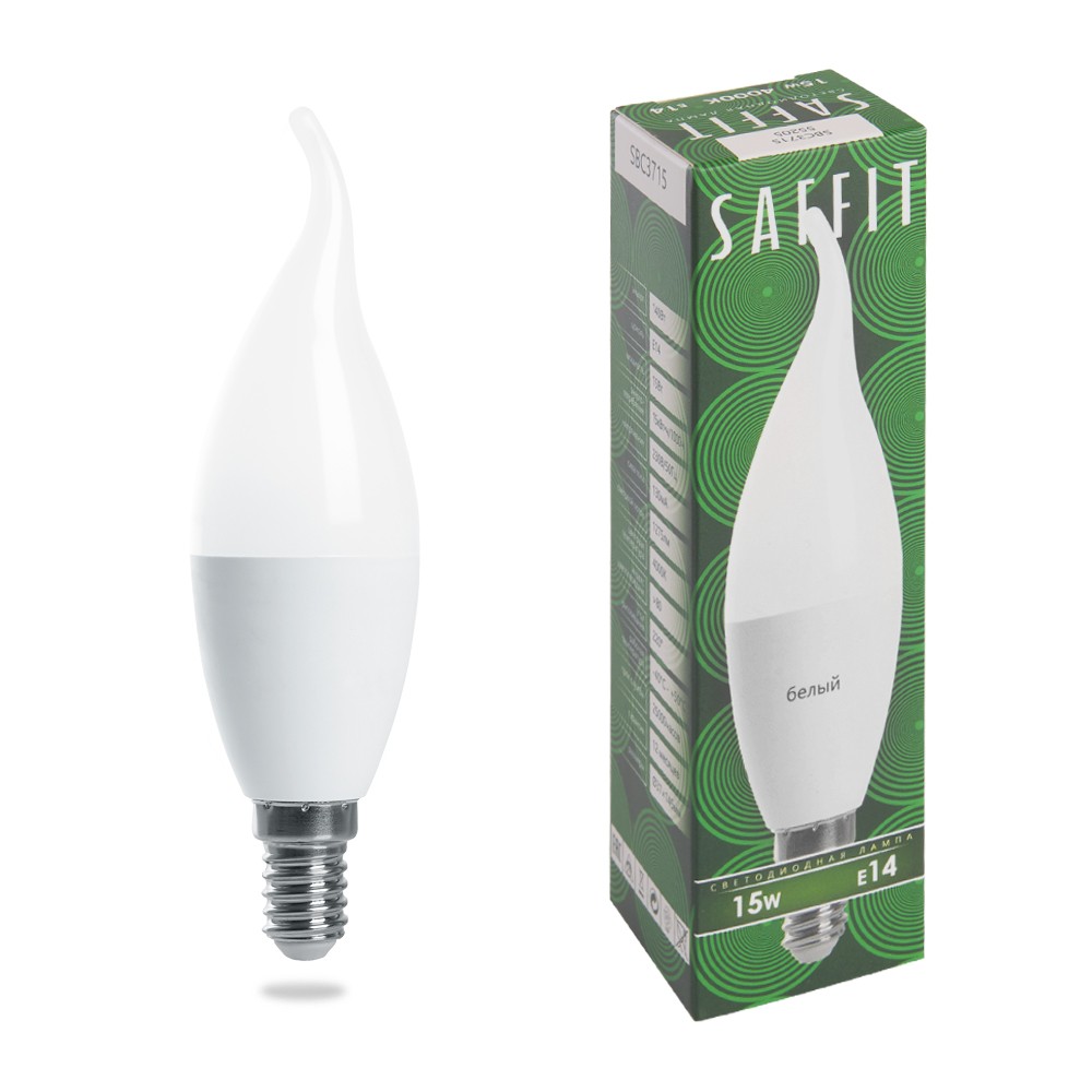 E14 Лампа светодиодная SAFFIT SBC3715 Свеча на ветру E14 15W 4000K 55205 