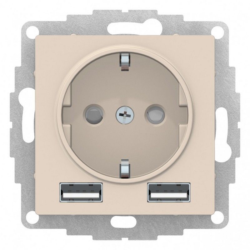 AtlasDesign Бежевый Розетка USB Systeme Electric AtlasDesign Бежевый SO + A+A 5В/24А 2х5В/12А механизм ATN000230