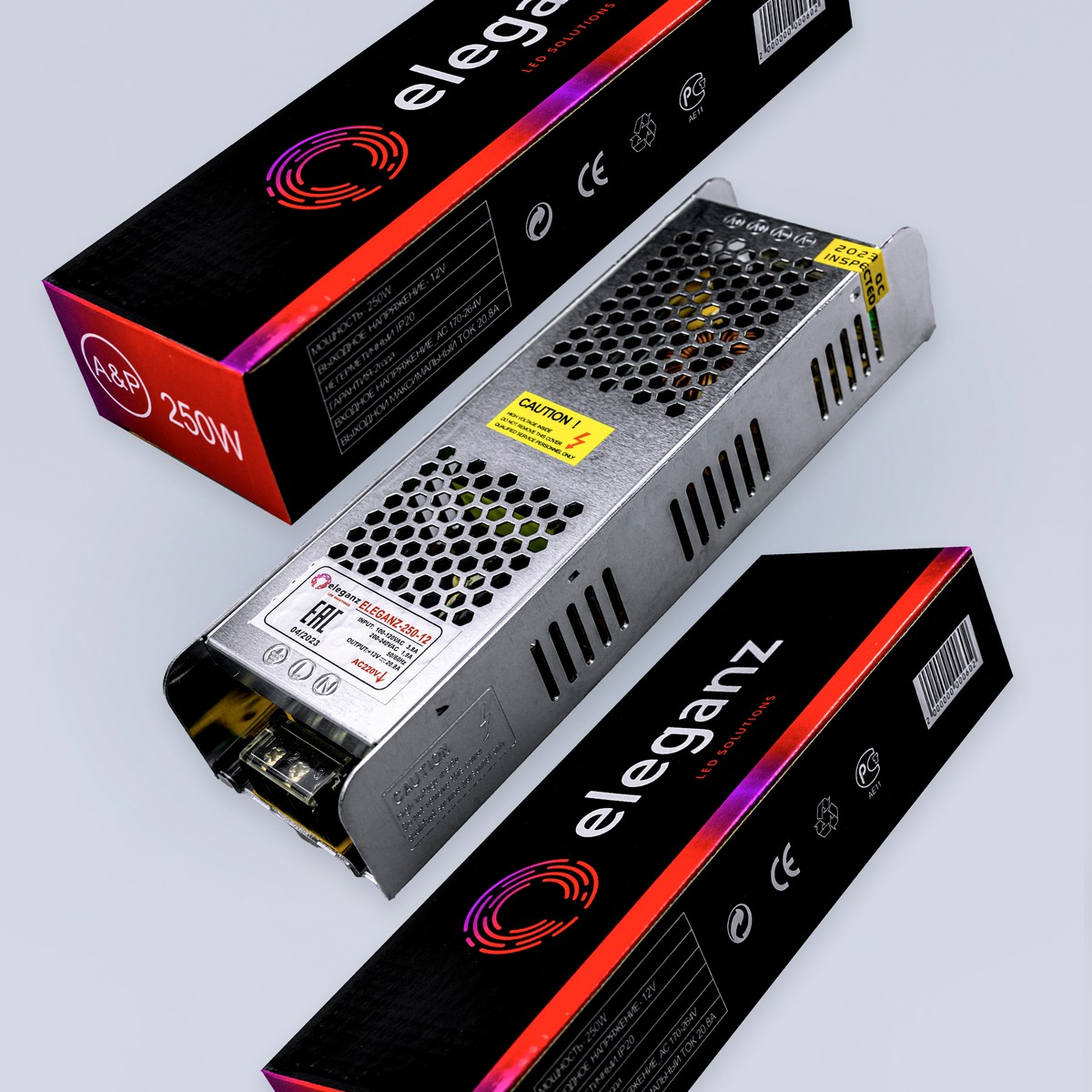 Блок питания для светодиодной ленты Eleganz 12V 250W IP20 узкий 1130