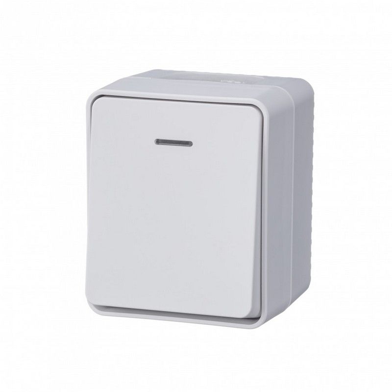 AtlasDesign Белый Выключатель 1-клавишный Systeme Electric AtlasDesign Profi54 наружный Белый с подсветкой IP54 ATN540