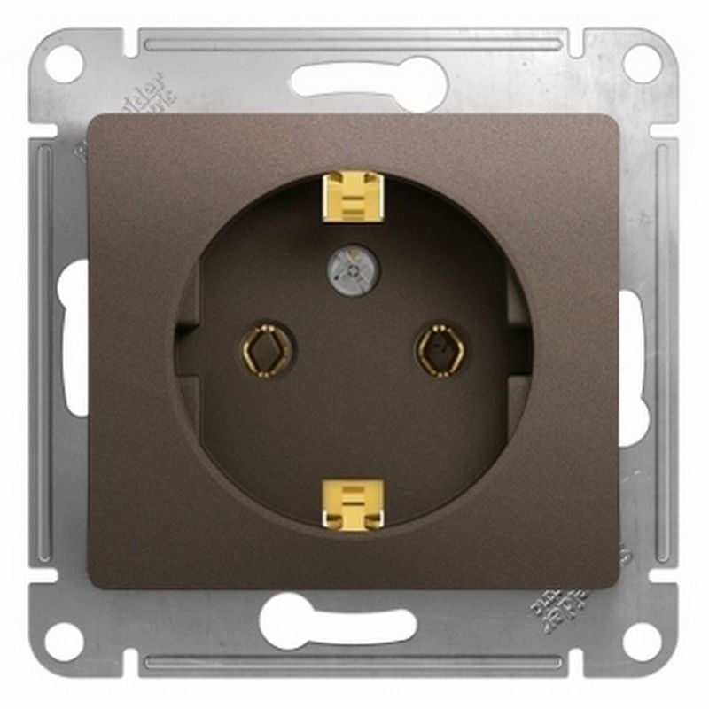Glossa Шоколад Розетка Systeme Electric Glossa Шоколад с заземлением, 16А механизм GSL000843