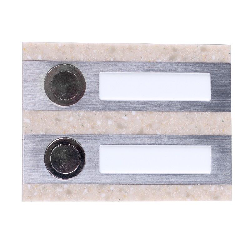 Кнопки для звонков Кнопка звонка Zamel PDK-250/2-BEZ сдвоенная прямоугольная, нерж. сталь/бежевый искусств. камень,