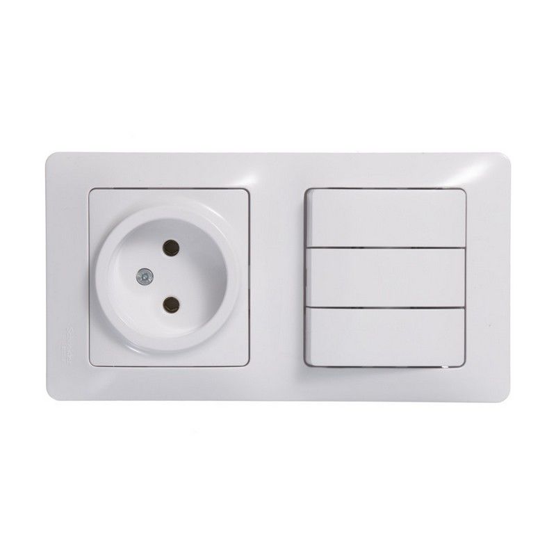 Glossa Белый Блок:Glossa Белый розетка и 3-кл. выключатель GSL000176