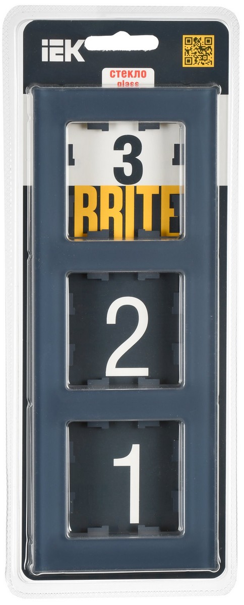 IEK Brite Рамки Рамка IEK BRITE DECOR Маренго матовый стекло 3-мест. РУ-3-2-Бр BR-M32-G-31-K35