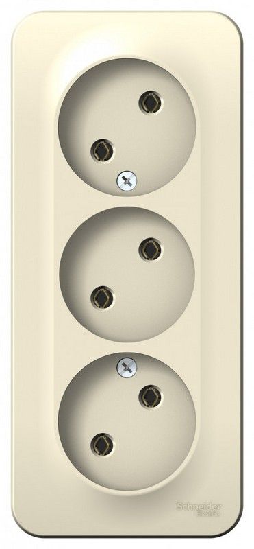 Blanca молочные розетки и выключатели Розетка SE Blanca 3-ая Молочная наружный б/з без шторок изолир. пластина BLNRA000312