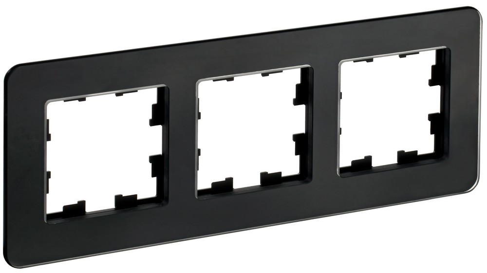 IEK Brite Рамки Рамка IEK BRITE DECOR Черный матовый стекло скругл.угол 3-мест. РУ-3-2-Бр RE BR-M32-G-41-K02