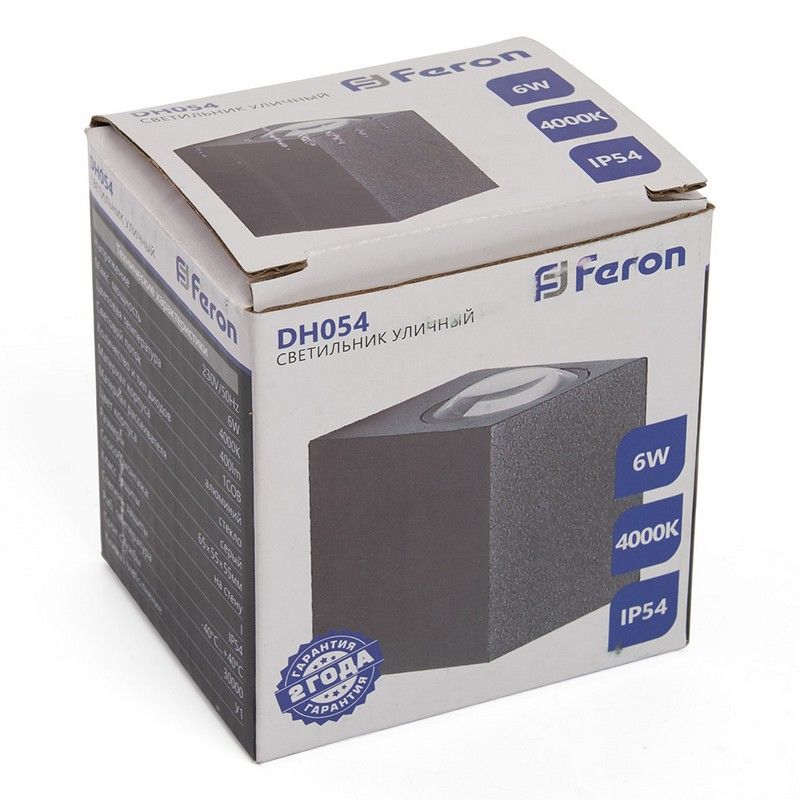 Уличные настенные светильники Светильник уличный светодиодный Feron DH054 6W 400Lm 4000K серый 48484 