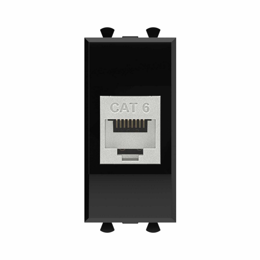 DKC Avanti механизмы Черный квадрат Компьютерная розетка DKC Avanti RJ-45 без шторки модульная кат.6 экранированная "Черный квадрат" 1 модуль 4402791