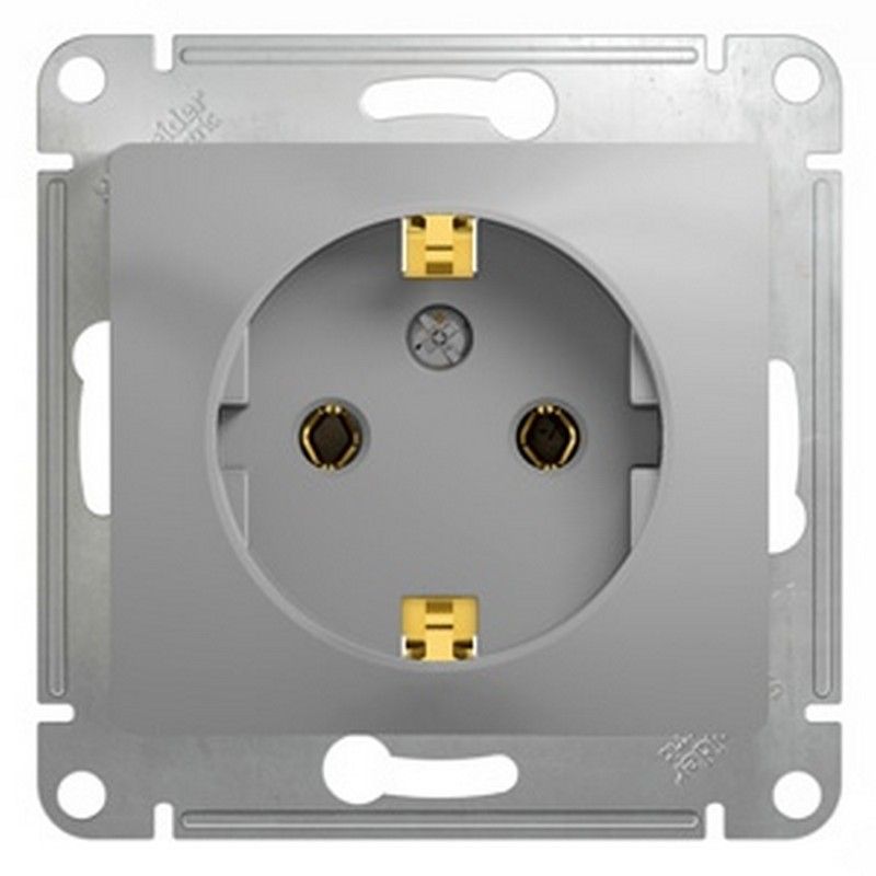 Glossa Алюминий Розетка Systeme Electric Glossa Алюминий с заземлением GSL000343