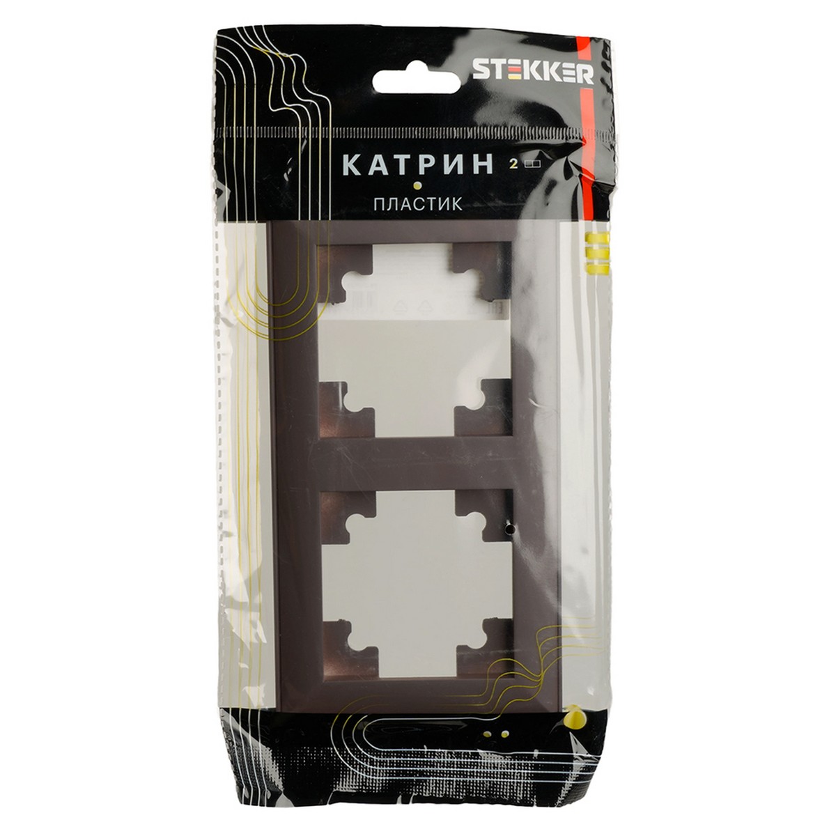 Катрин - Розетки и выключатели Stekker Рамка STEKKER 2-местная Катрин стекло шоколад PFR00-7002-04 39818