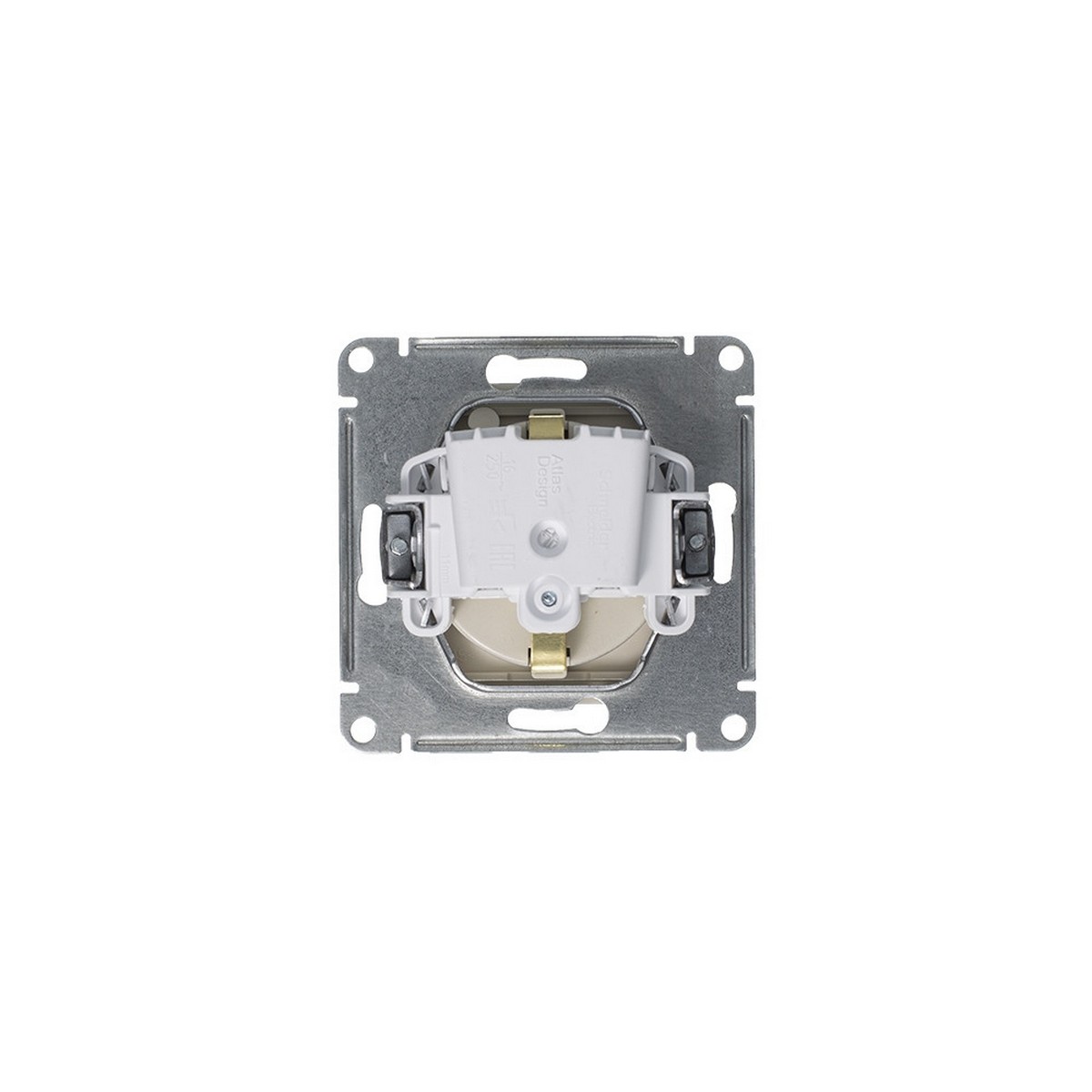 AtlasDesign Алюминий Розетка Systeme Electric AtlasDesign Алюминий с/з, со шторками, с крышкой, 16А, в сборе ATN000346