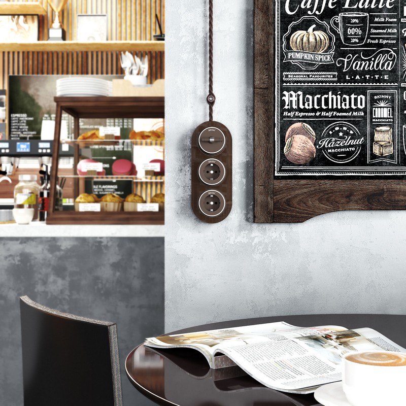 Werkel Ретро Выключатель Werkel на 4 положения двухклавишный (мокко матовый/хром) W5822052