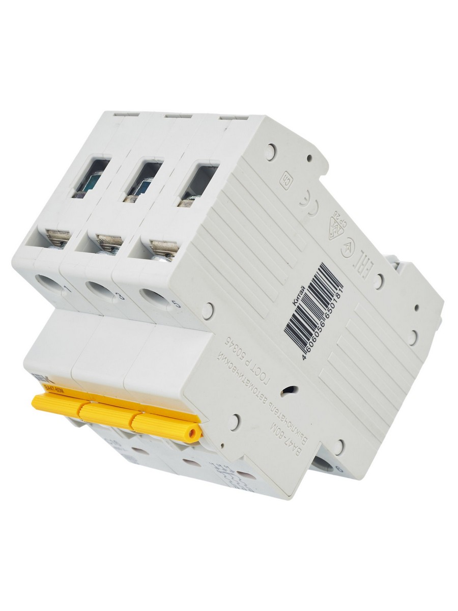 3 полюсные (трехполюсные) Автоматический выключатель IEK KARAT ВА47-60M 3Р 16А 6кА С MVA31-3-016-C 