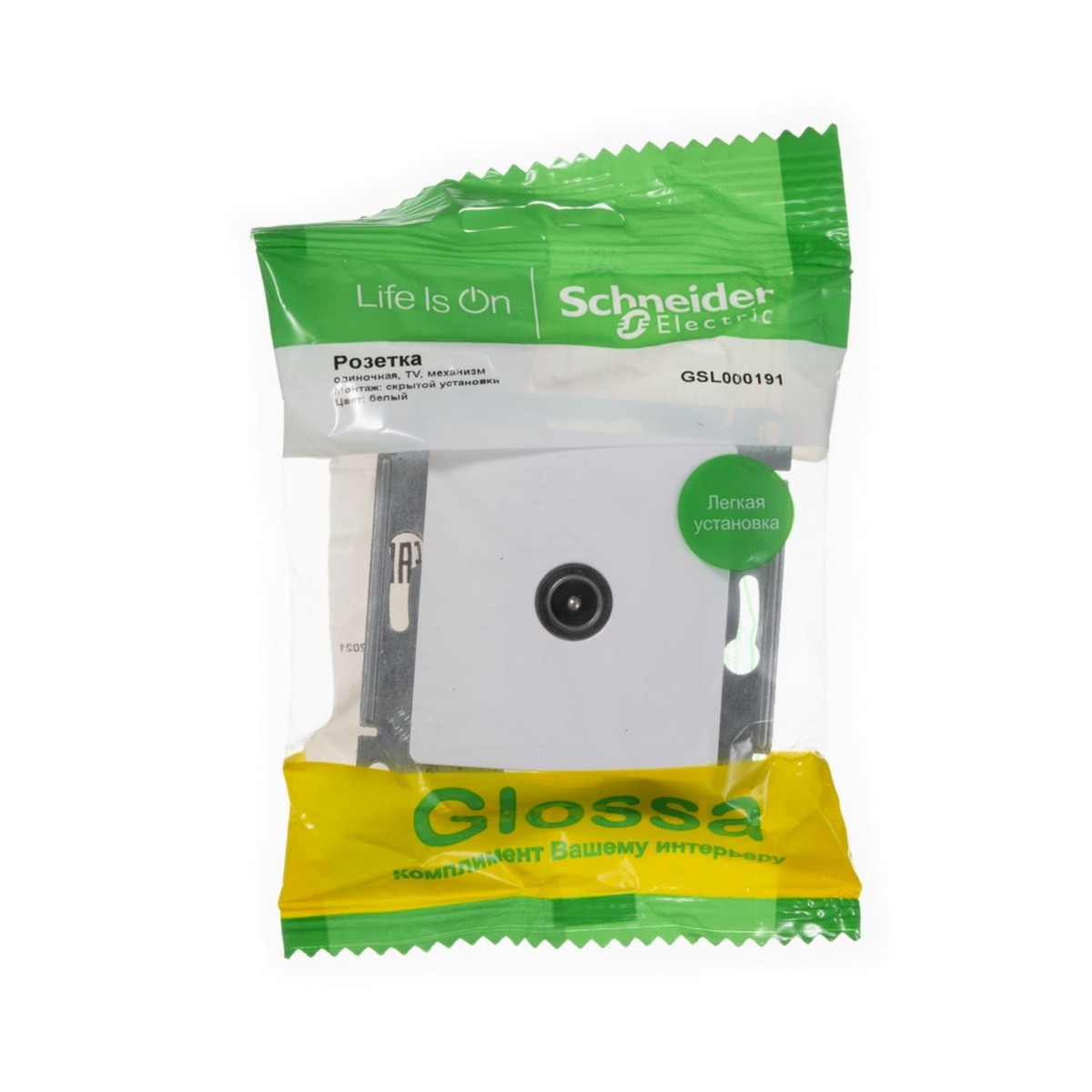 Glossa Белый Розетка Systeme Electric Glossa Белый TV одиночная 1DB GSL000191
