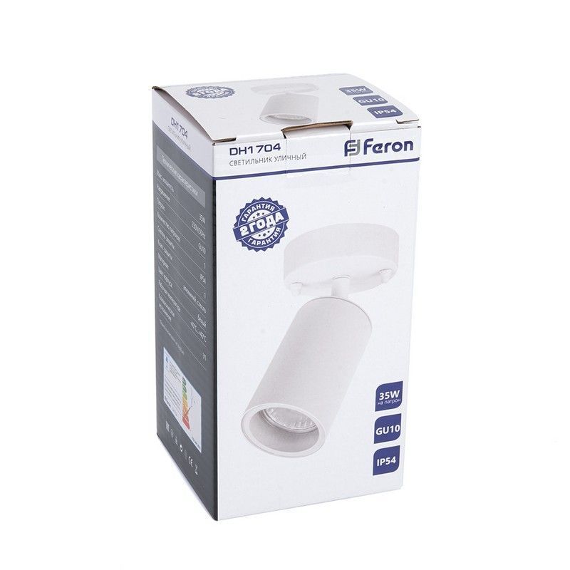 Уличные настенные светильники Светильник садово-парковый Feron DH1704 на стену GU10 230V IP54 белый 48323 