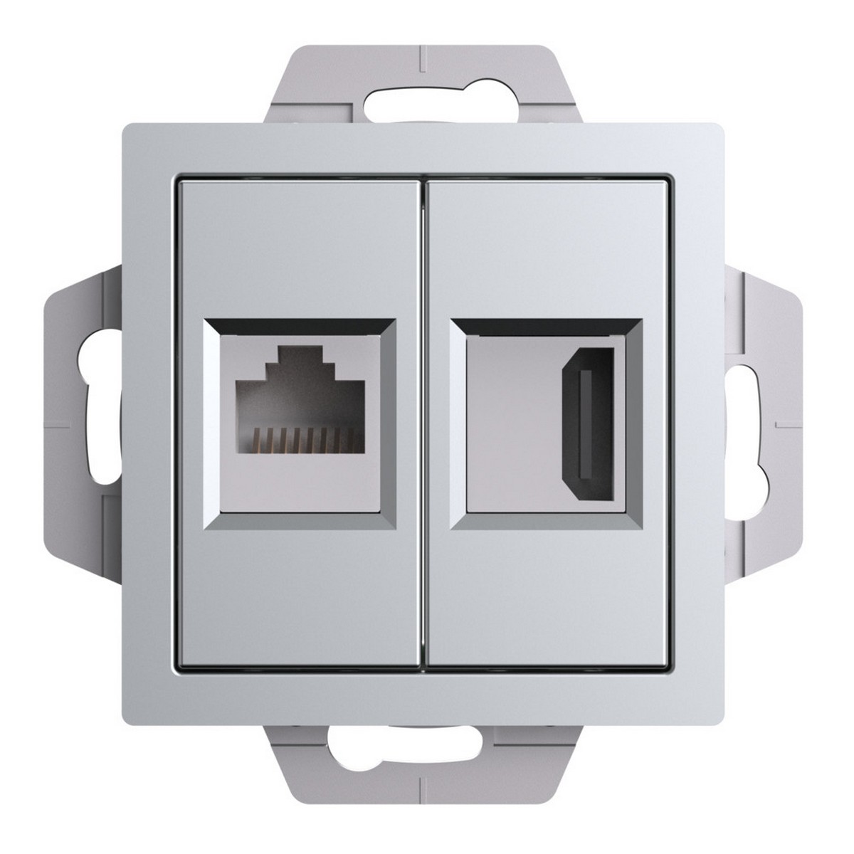 AtlasDesign Алюминий Розетка Systeme Electric AtlasDesign Алюминий двойная HDMI+RJ45, кат.5Е, ATN000382