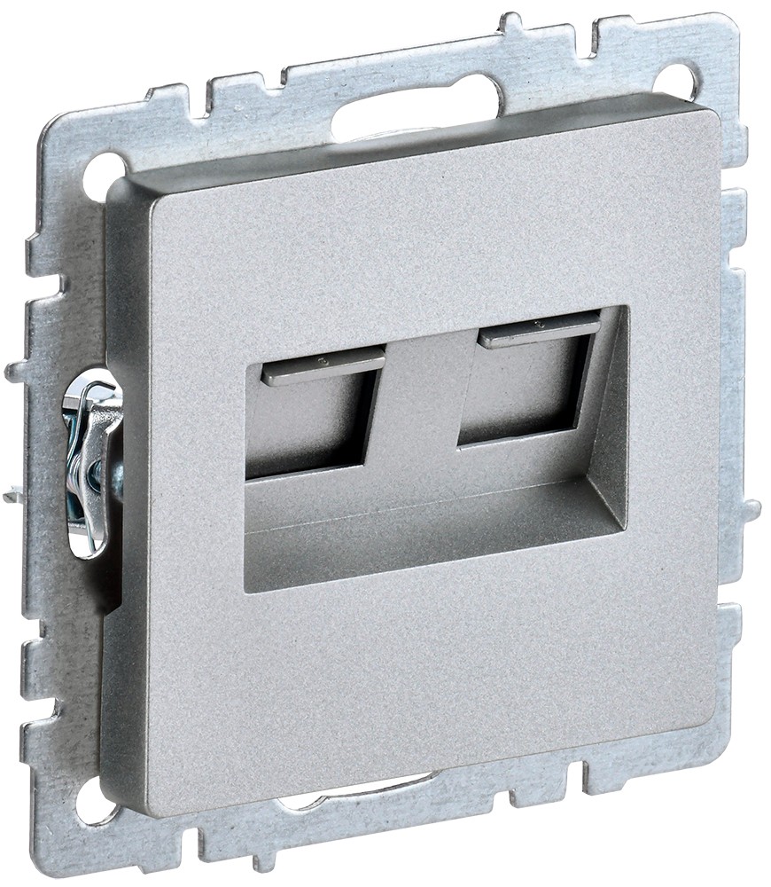 IEK Brite Алюминий Розетка компьютерная IEK BRITE BASE Алюминий 2-ая RJ45 кат.6 РК11-2-БрА BR-K20-2-K47