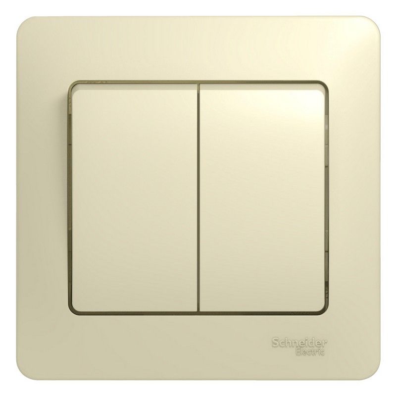 Glossa Бежевый Выключатель Systeme Electric Glossa Бежевый 2-клавишный, сх.5 (в сборе с рамкой) GSL000252