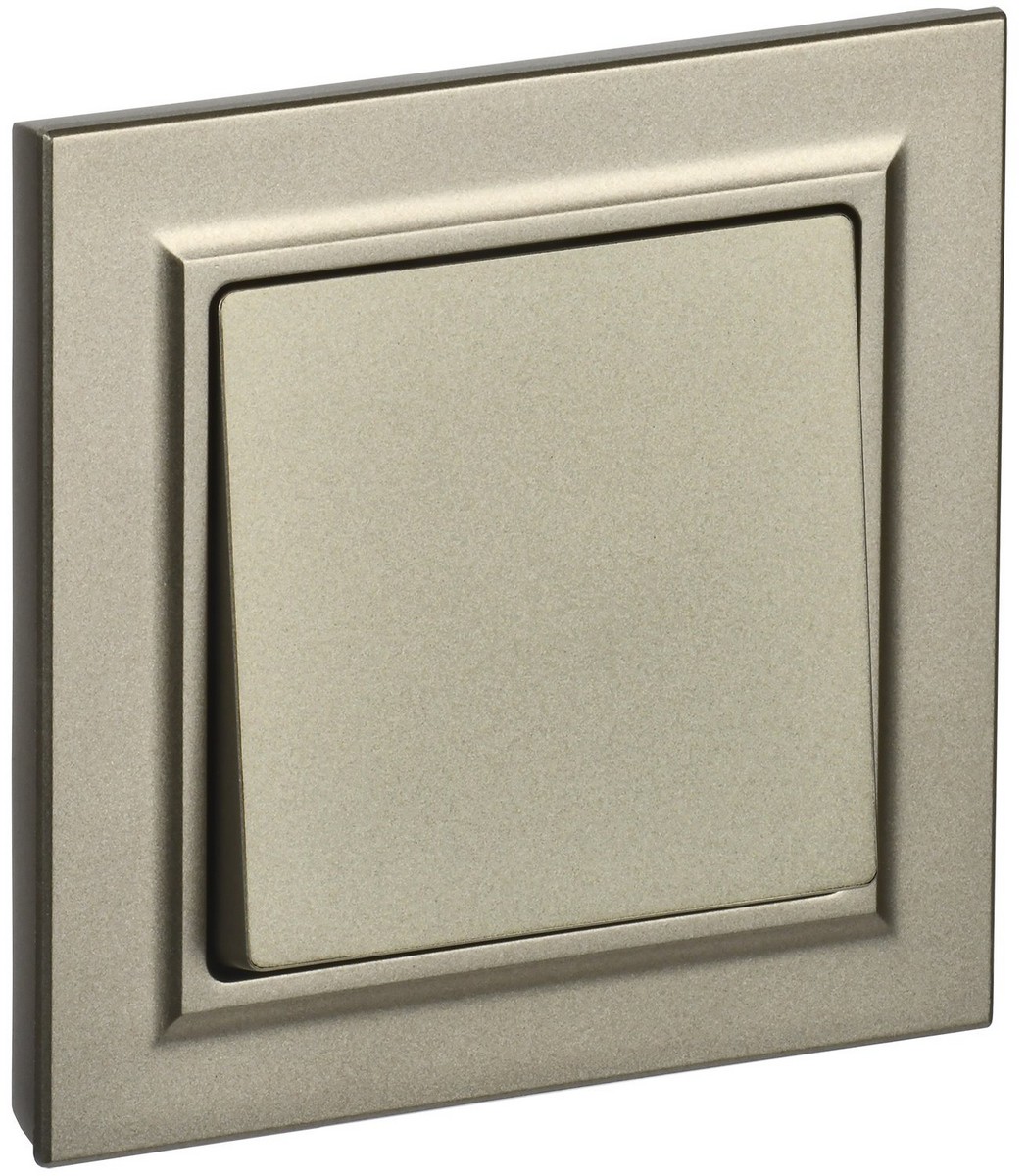 IEK Brite Шампань Выключатель IEK BRITE Шампань 1-кл. 10А в сборе ВСР10-1-0-БрШ BR-V10-0-10-K37-F