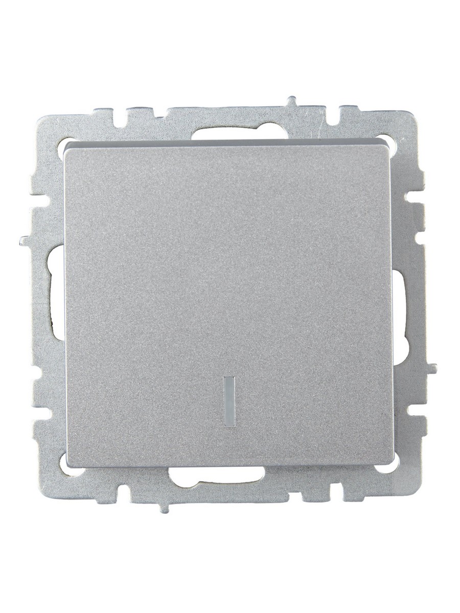 IEK Brite Алюминий Выключатель IEK BRITE BASE Алюминий 1-кл. прох. с инд. 10А ВС10-1-7-БрА BR-V12-1-10-K47