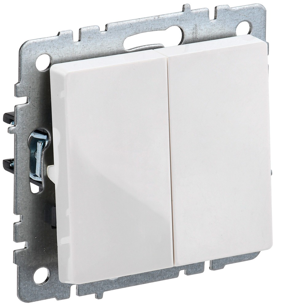 IEK Brite Белый Выключатель IEK BRITE Белый 2-кл. прох. 10А ВС10-2-6-БрБ BR-V22-0-10-K01-PRO