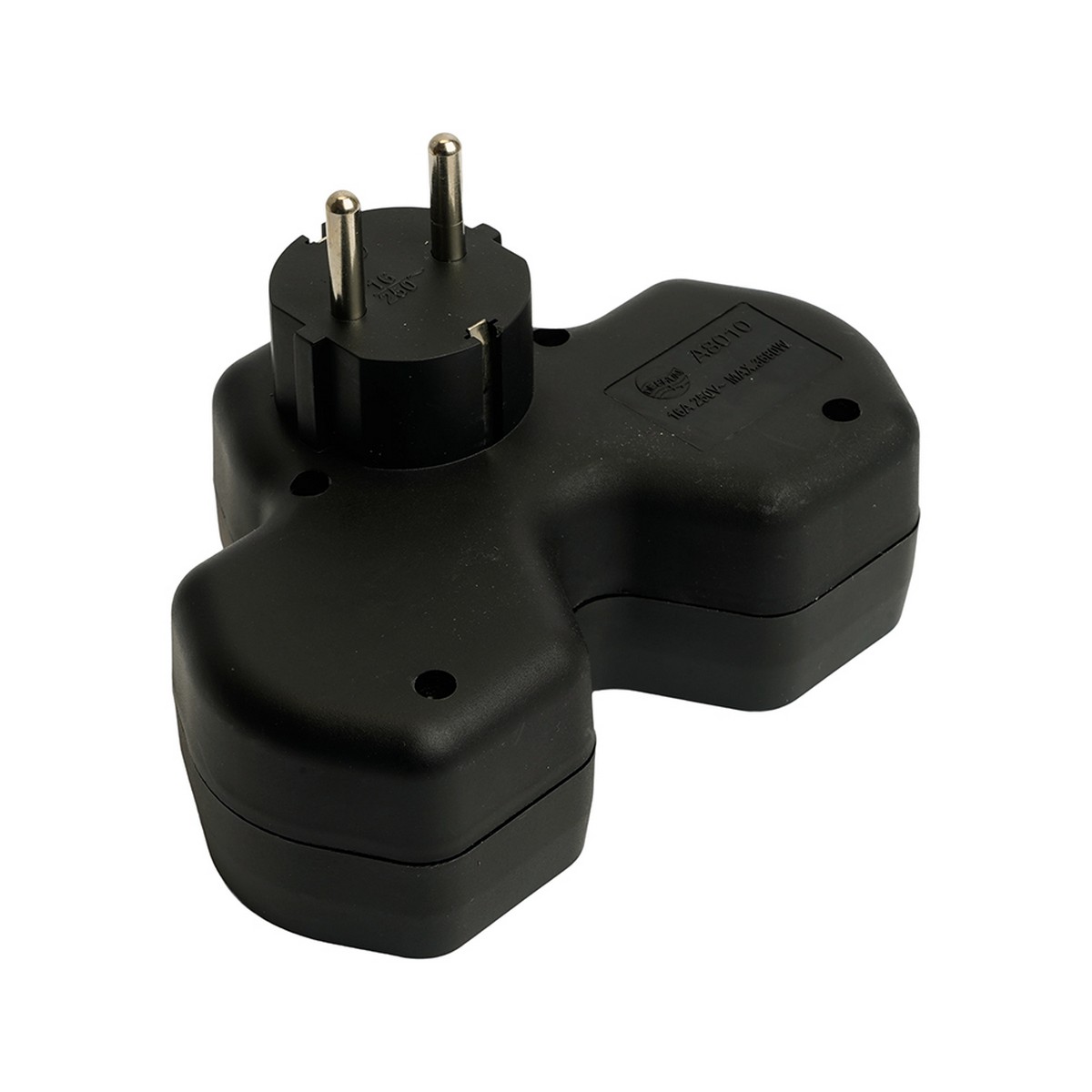 Колодки и удлинители, тройники Разветвитель сетевой 3-местный с/з STEKKER ADP16-13-21 ABS огнеустойчивый пластик черный 50108 