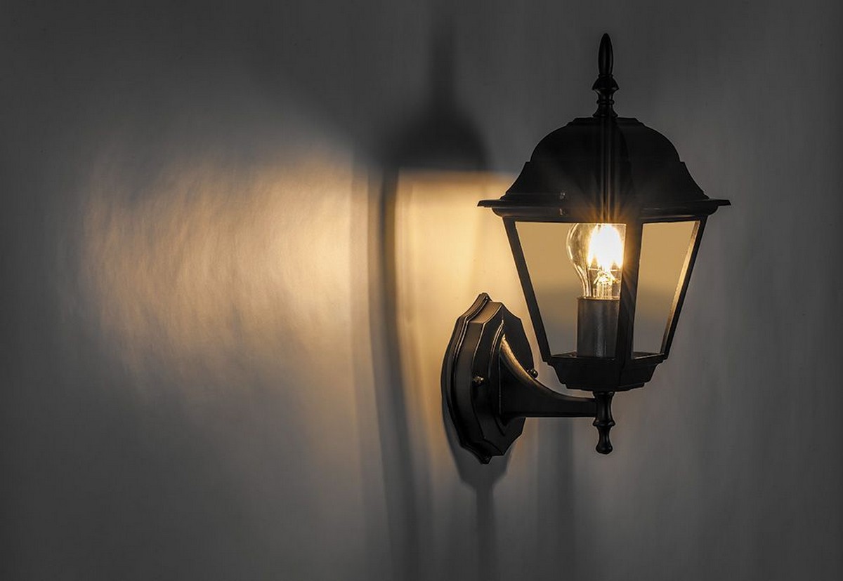 Уличные настенные светильники Светильник садово-парковый Feron PL4201 четырехгранный на стену вверх 100W E27 230V черный 11024 