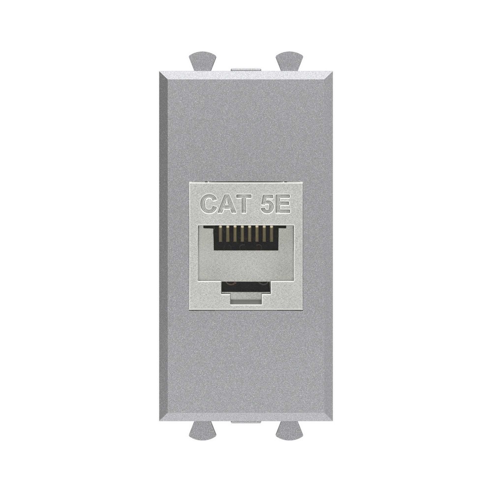 DKC Avanti механизмы Закаленная сталь Компьютерная розетка DKC Avanti RJ-45 без шторки модульная кат.5е экранированная "Закаленная сталь" 1 модуль 4404761