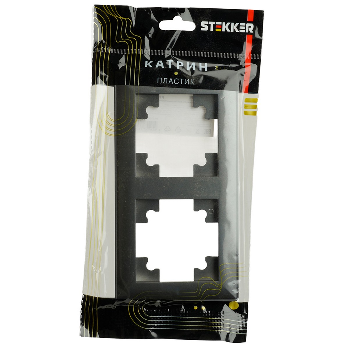 Катрин - Розетки и выключатели Stekker Рамка STEKKER 2-местная Катрин пластик графит PFR00-7002-06 39808