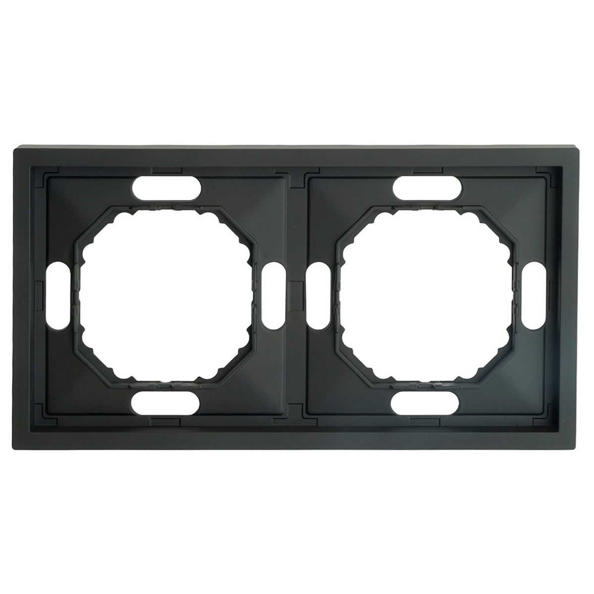 Эмили - Розетки и выключатели Stekker Рамка 2-ая STEKKER Эмили PFR00-5002-05 черный уголь soft touch 49859