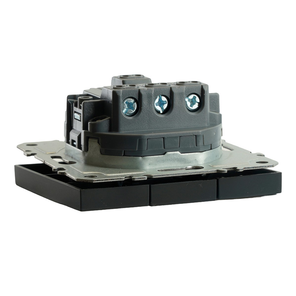 Эмили - Розетки и выключатели Stekker Выключатель 3-клавишный STEKKER Эмили RSW10-5108-05 черный уголь soft touch 49844