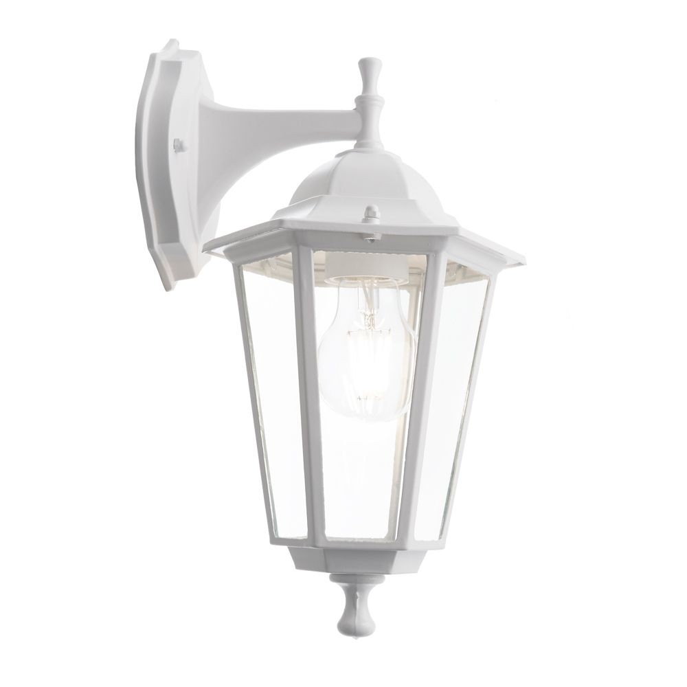 Уличные настенные светильники Светильник садово-парковый Feron PL6102 шестигранный на стену вниз 60W E27 230V белый 11053