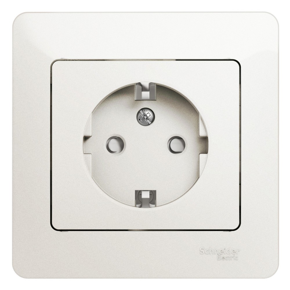 Glossa Перламутр Розетка Systeme Electric Glossa Перламутр с/з со шторками, 16А, в сборе GSL000644