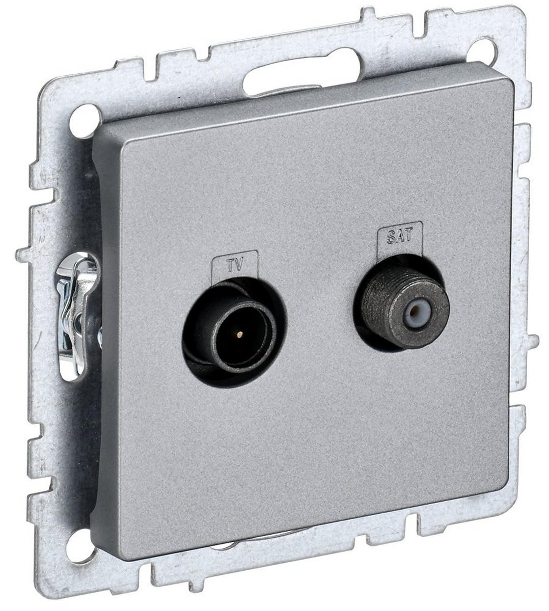 IEK Brite Алюминий Розетка IEK BRITE двойная TV+SAT РТВ/РСп12-БрА алюминий BR-AF20-O-K47