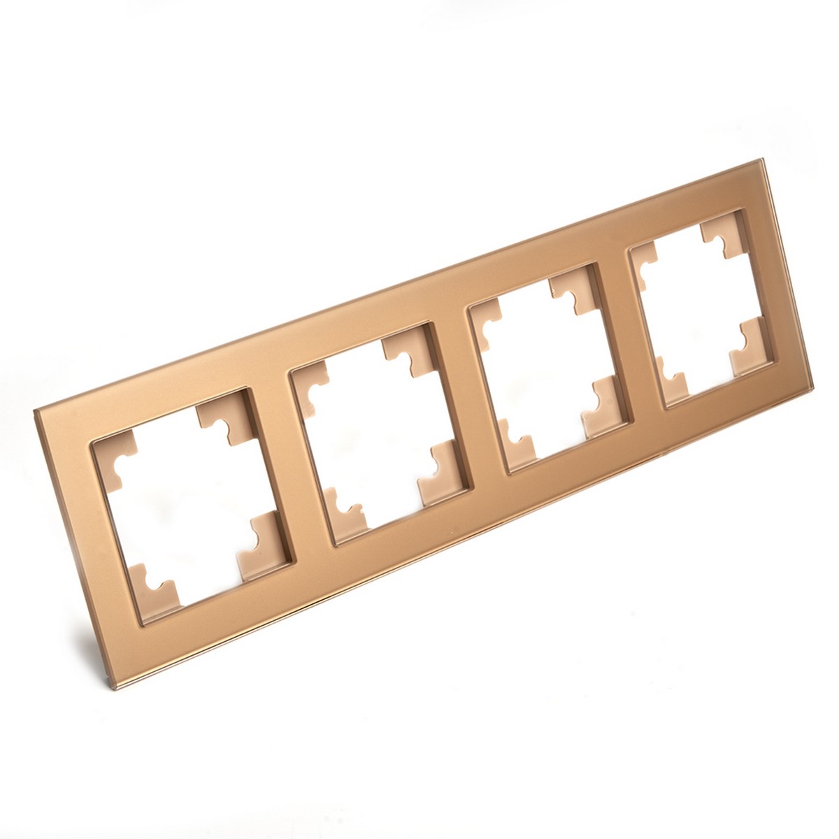 Катрин - Розетки и выключатели Stekker Рамка 4-местная стекло STEKKER GFR00-7004-08 серия Катрин золото 49038