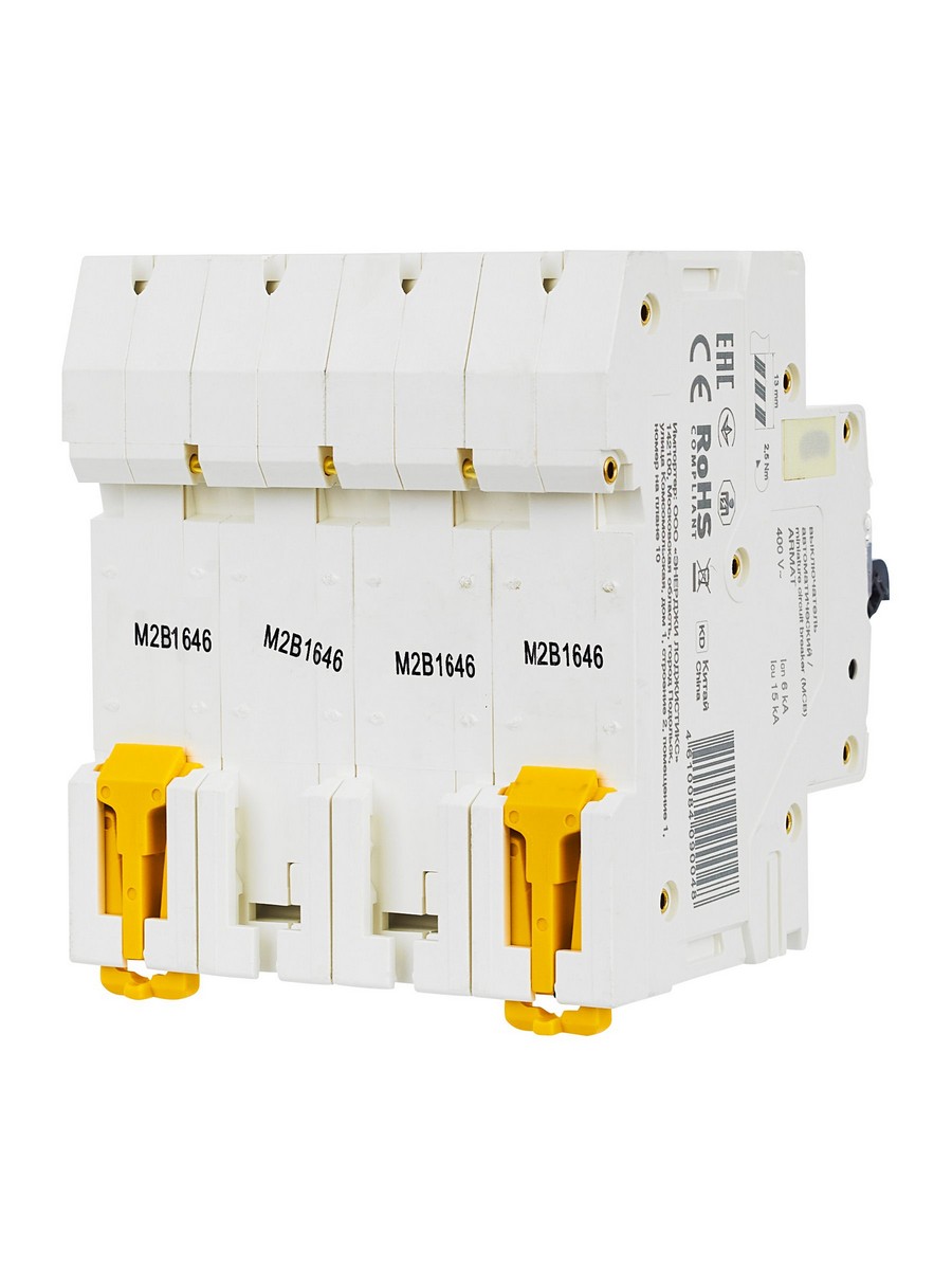 4 полюсные (четырехполюсные) Автоматический выключатель IEK ARMAT M06N 4P B 16А AR-M06N-4-B016 