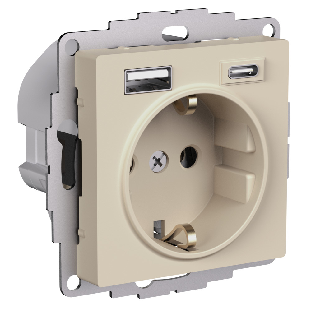 AtlasDesign Песочный Розетка Systeme Electric AtlasDesign Песочный 16А c 2 USB A+C 5В/24А/30А 2х5В/15А ATN001232