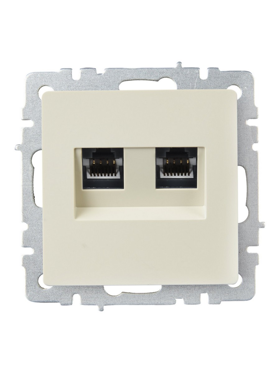 IEK Brite Бежевый Розетка IEK BRITE двойная RJ11+RJ45 кат.5E РК/Т12-БрКр бежевый BR-KT20-O-1-K10