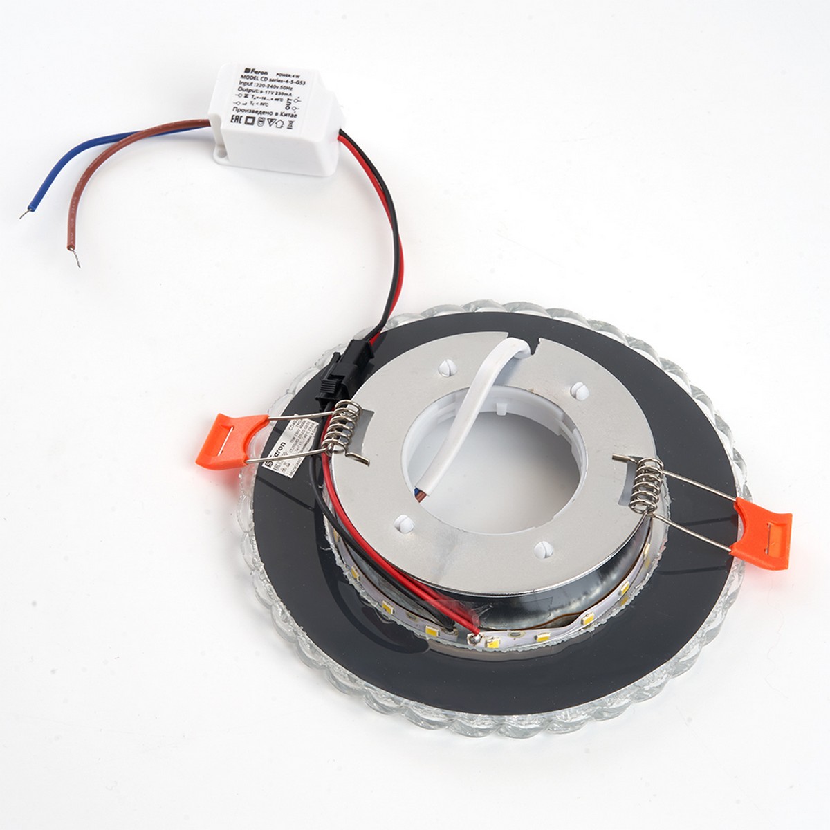 Встраиваемые светодиодные светильники Светильник встраиваемый Feron CD4021 с белой LED подсветкой GX53 прозрачный 29474 