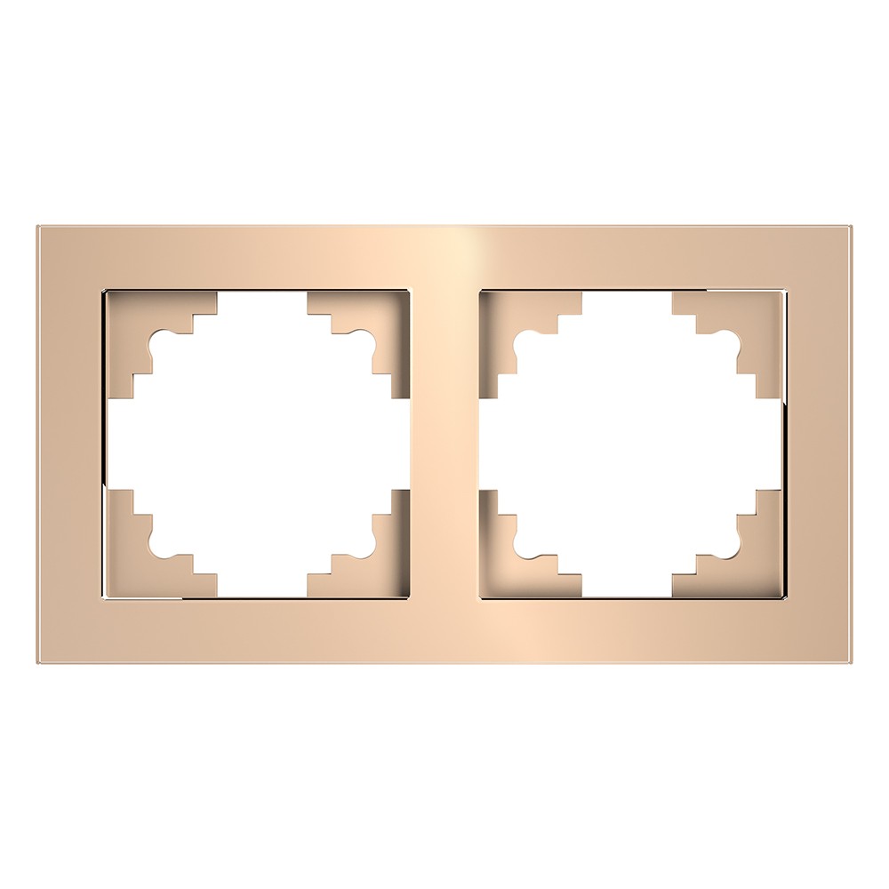 Катрин - Розетки и выключатели Stekker Рамка 2-местная стекло STEKKER GFR00-7002-02  серия Катрин шампань 39528